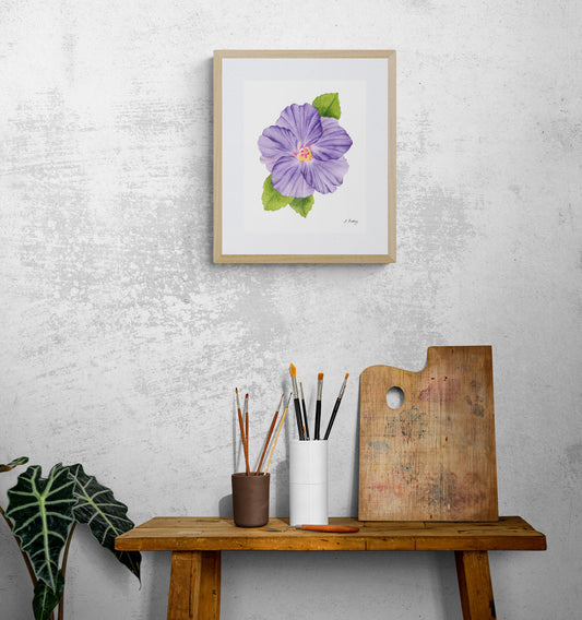 Purple Hibiscus Watercolor Print