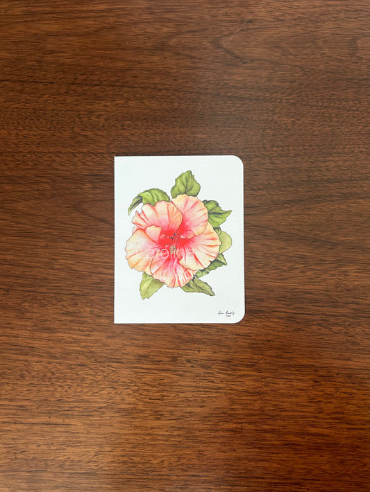 Coral Hibiscus Card