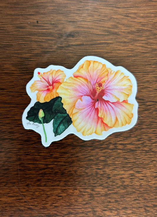 Hollywood Sunset Double Hibiscus Vinyl Sticker
