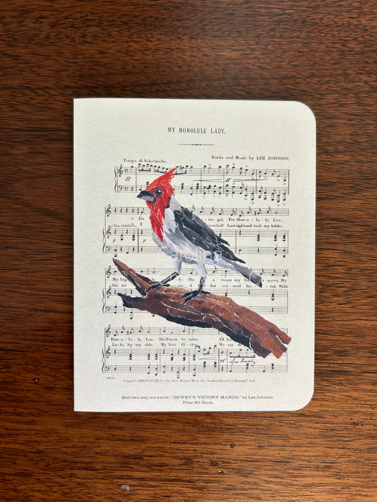 My Honolulu Lady - Red Crested Cardinal Card