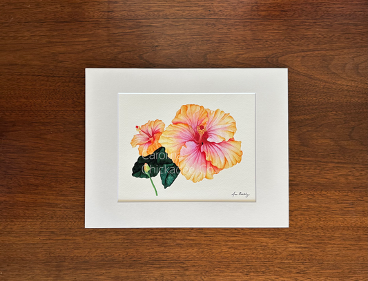Hollywood Sunset Hibiscus Watercolor Print
