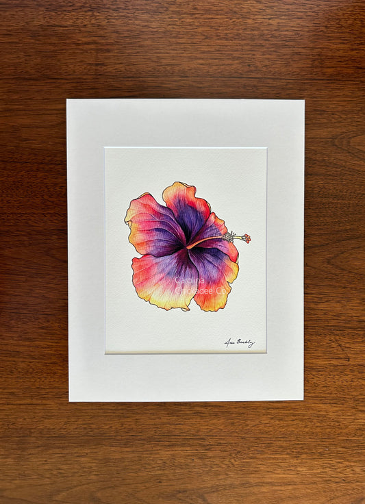 Space Oddity Hibiscus Watercolor Print
