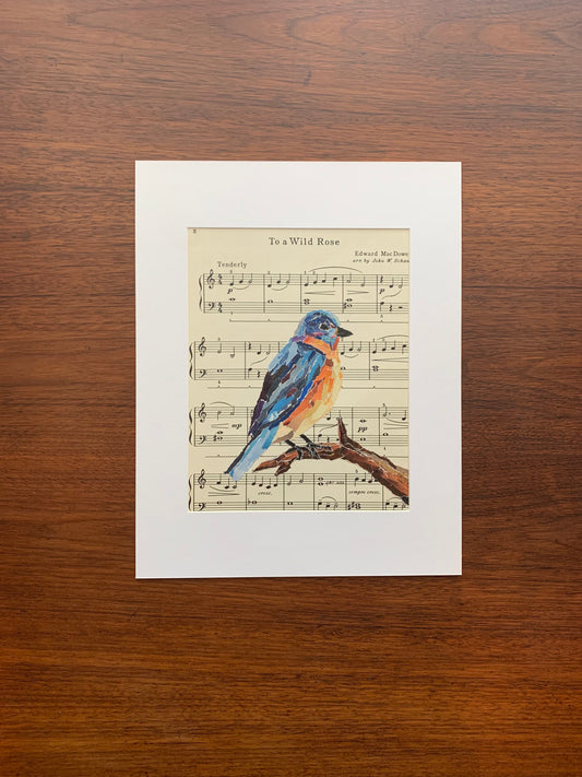 To a Wild Rose - Bluebird Collage