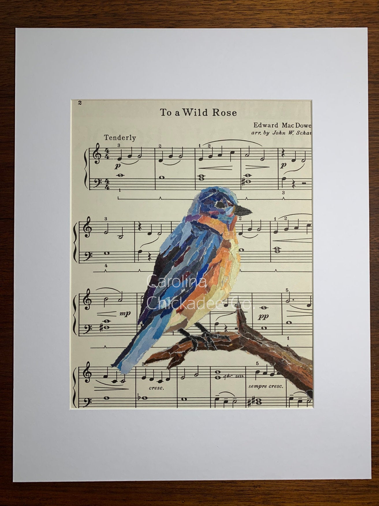 To a Wild Rose - Bluebird Collage