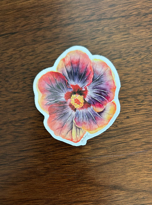 Voodoo Hibiscus Watercolor Vinyl Sticker