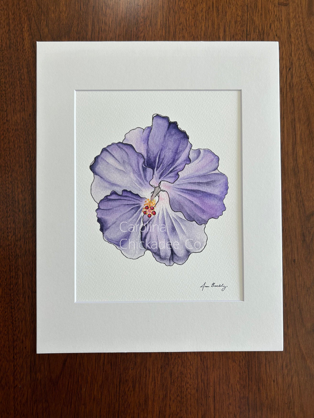 Lavender Hibiscus Watercolor Print