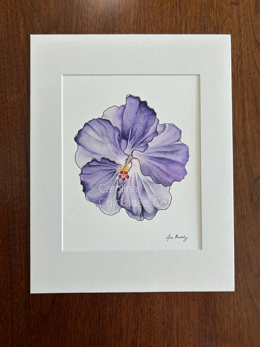 Lavender Hibiscus Watercolor Print
